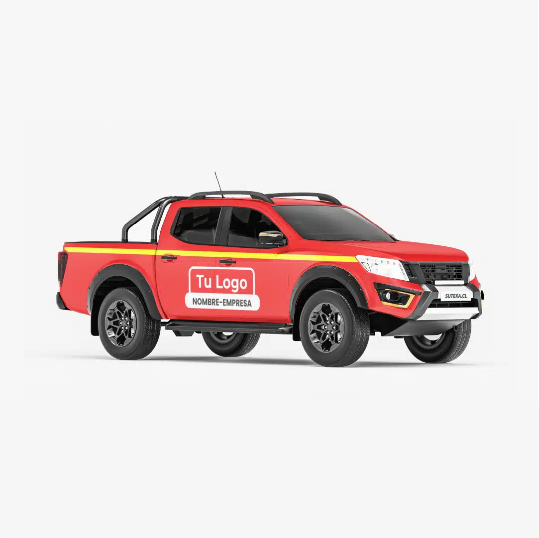 Camioneta roja 4x4 con rotulación adhesiva para mineria