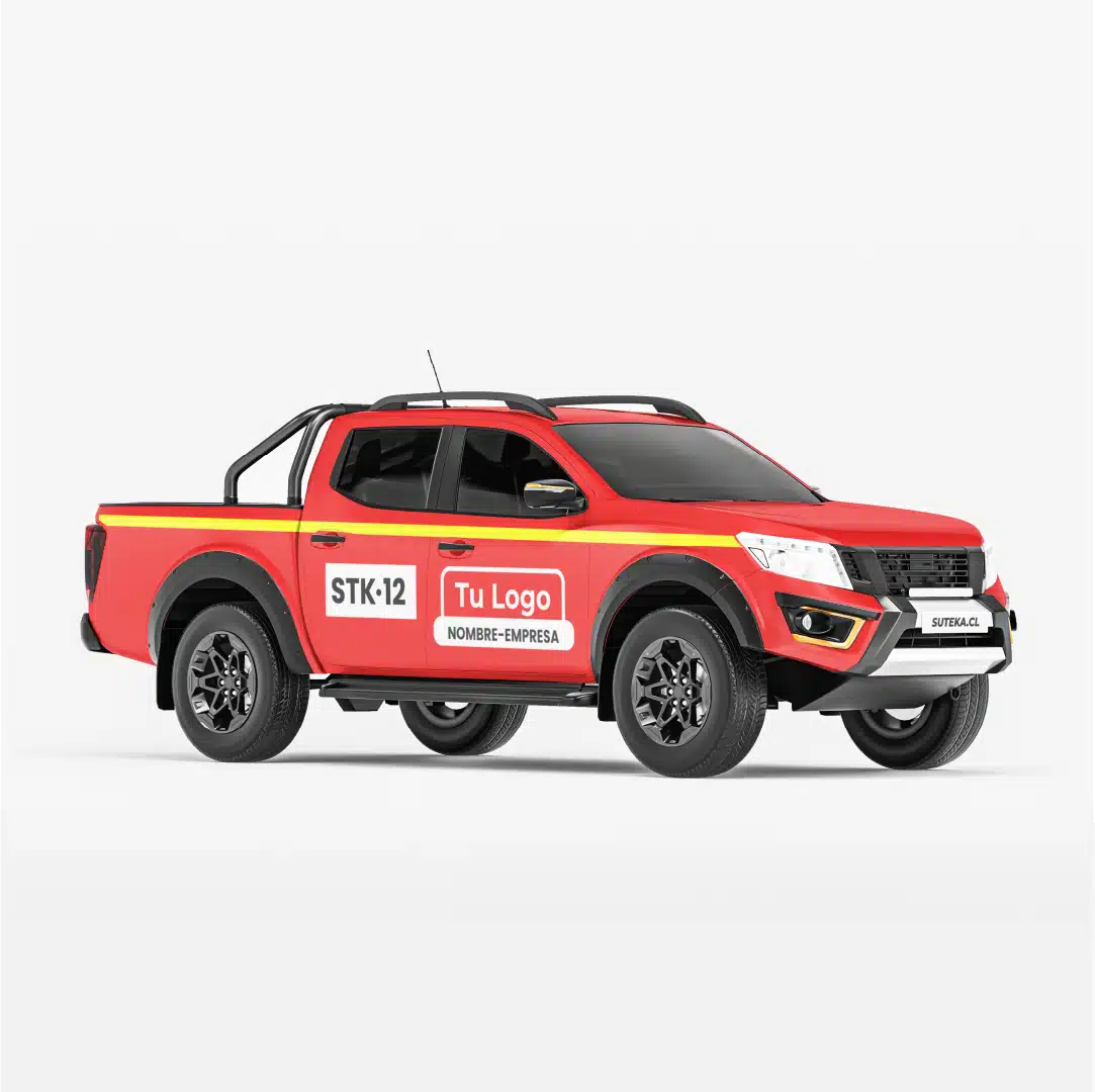 rotulacion camionetas mineras adhesiva para faena minera, numeración lateral y logotipo personalizable, diseño adaptable a requisitos del cliente.